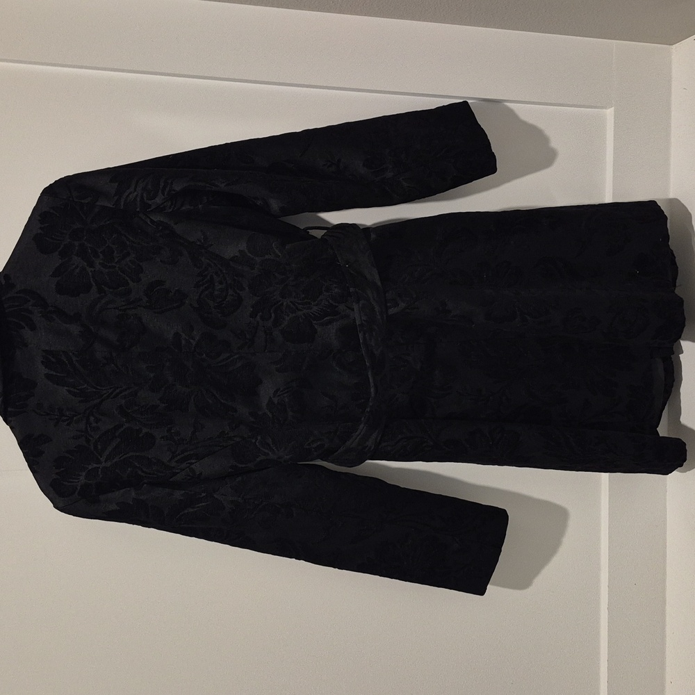 Merona | Black Textured Pea Coat With Belt Medium - Picture 7 of 8